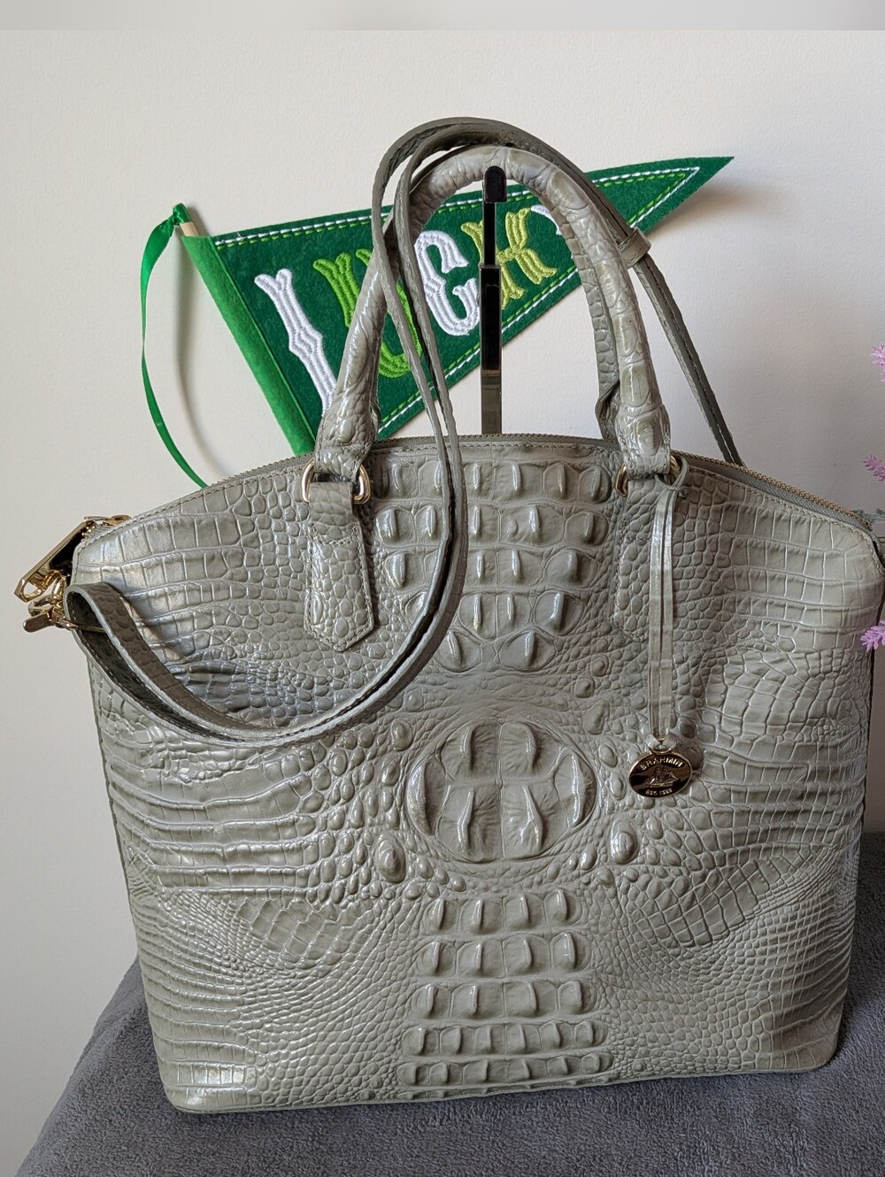 Brahmin Duxbury Satchel In Light Gray